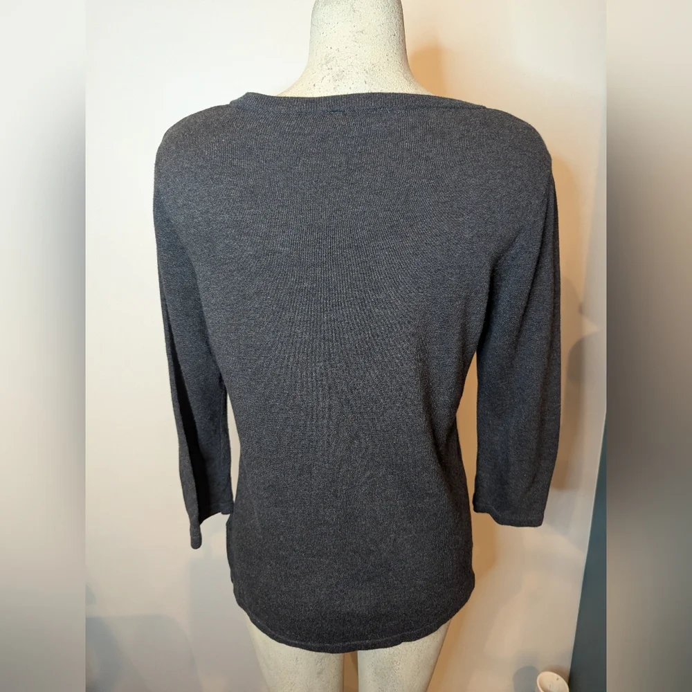 Charcoal Scoop Neck Sweater Crossover Layered Sweater by Laura Size XL - Picture 4 of 8